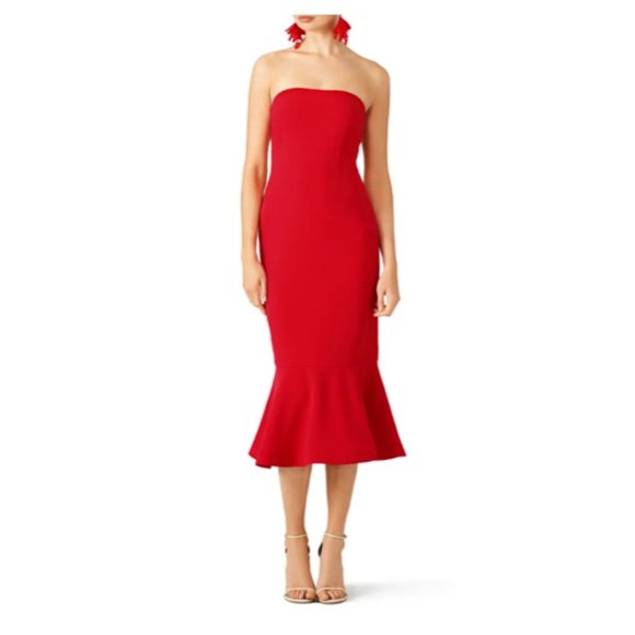 Cinq a Sept Red Strapless Dress - Picture 2 of 6